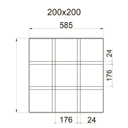 Грильято GL-24 PRIM ячейка 200x200, высота 34 мм, ширина 24 мм, окраска по RAL